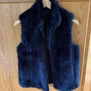 J. Crew Midnight Blue Faux Fur Vest